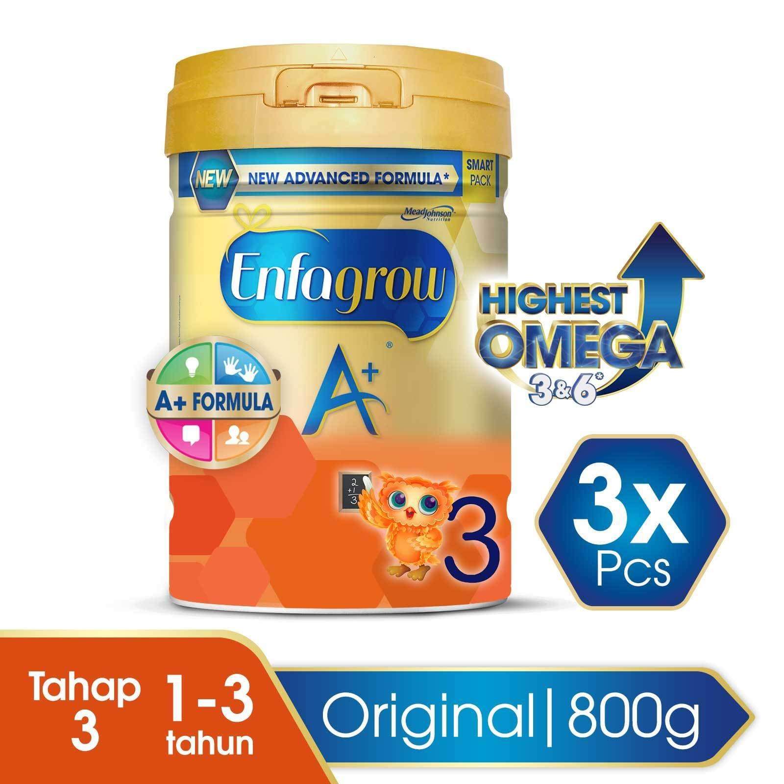 Enfagrow A+ 3 Susu Original Smart Lock Tub - 800 g (3x800g)